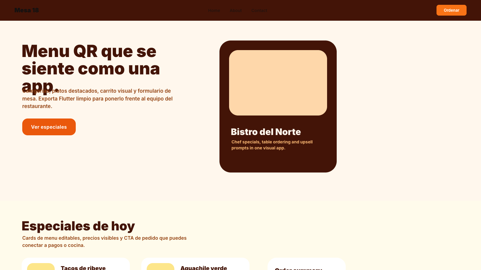 Real preview of Restaurant QR Menu
